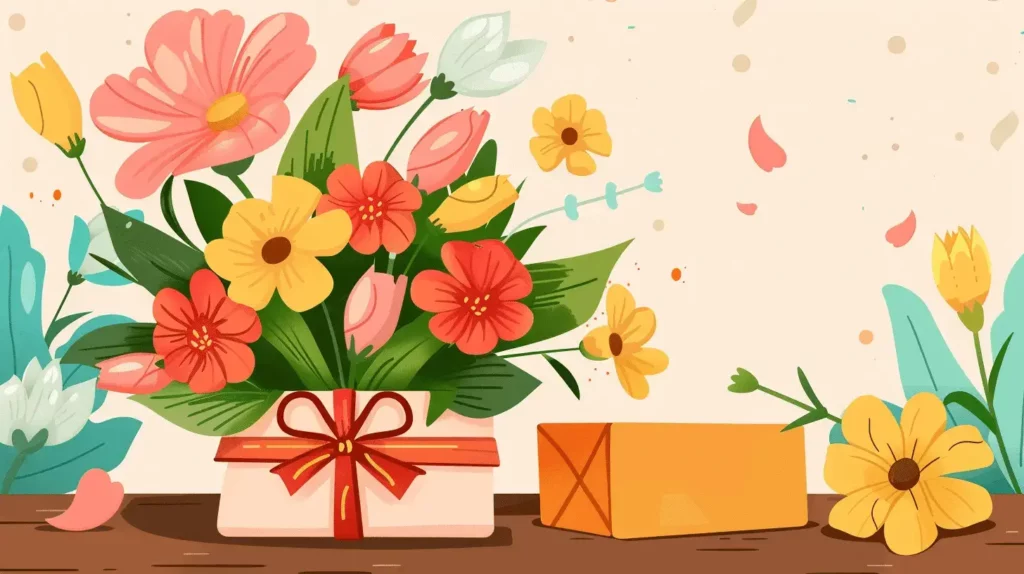 Blumen und Geschenk