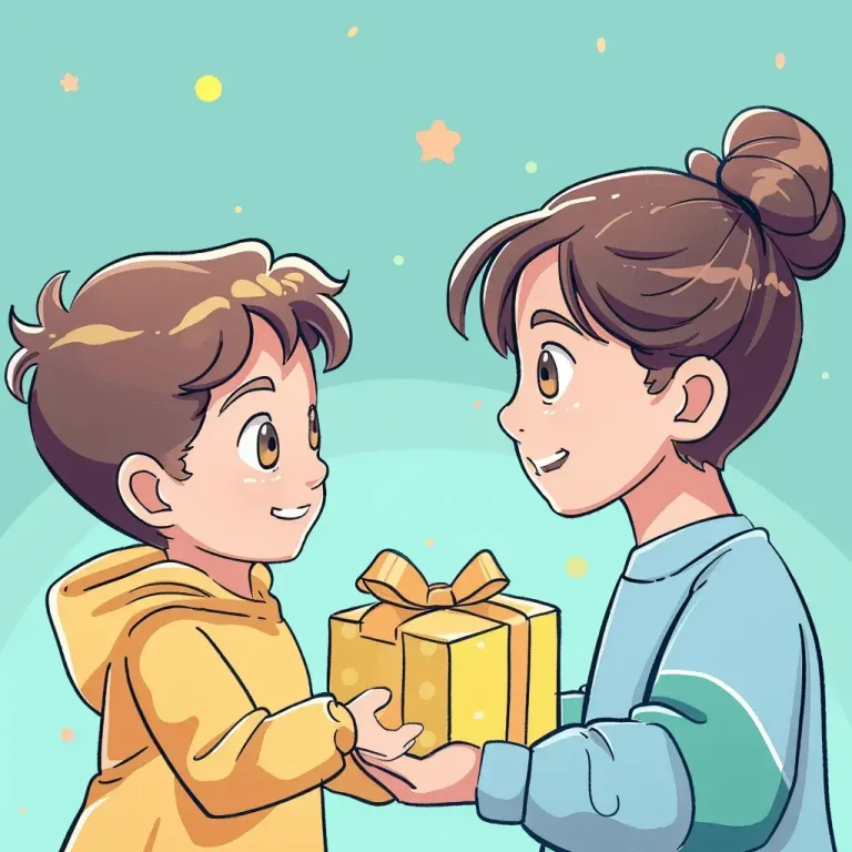 Zwei Personen stehen sich mit Geschenk in den Händen gegenüber, Psychologie des Schenkens